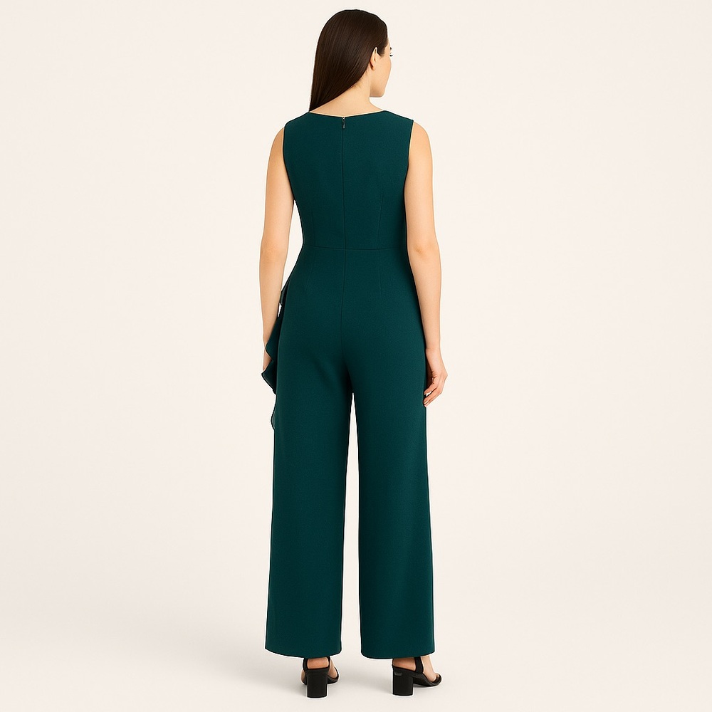 Connected Apparel Teal Ruffle Jumpsuit - Picture 4 of 10